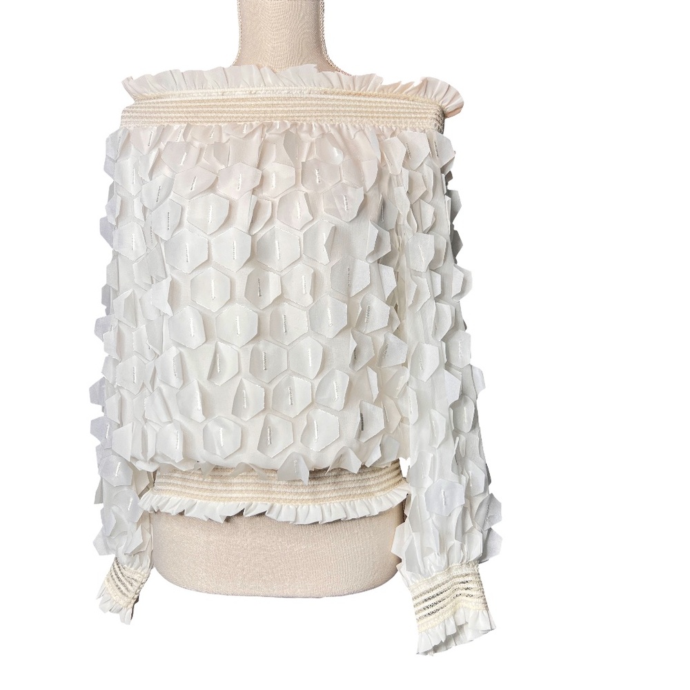 #A111   N by Nancy  Romantic  White  Cottagecore  off  shoulder Top NWT  M